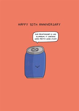 Tin = Ten! Say cheers and send love to your other half on your 10th anniversary with this romantic Scribbler design.