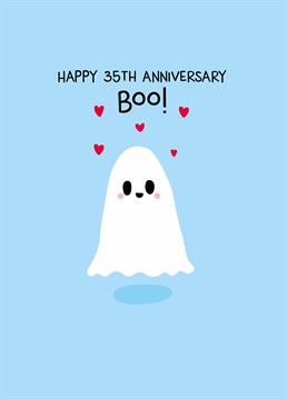 Found your soul mate? Tell them how un-boo-lievably lucky you are with this adorable 35th anniversary card by Scribbler.