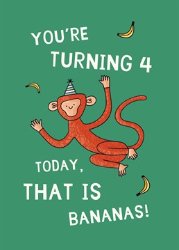Four today! Celebrate a special little monkey on their 4th birthday with this adorable design by Scribbler.