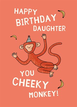 If your daughter's a cheeky little monkey, she'll go bananas for this brilliant birthday card by Scribbler.