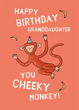 If your granddaughter's a cheeky little monkey, she'll go bananas for this brilliant birthday card by Scribbler.