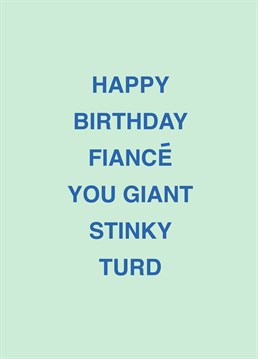 He may be a giant stinky turd, but he's your giant stinky turd! Call out your Fiance with the help of this rude Scribbler birthday card.