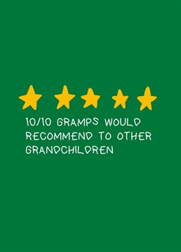 Send highest praise to your gramps and thank him for being a five star grandparent with this funny Scribbler birthday card.