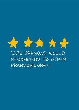 Send highest praise to your grandad and thank him for being a five star grandparent with this funny Scribbler birthday card.