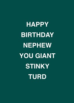 If your nephew's a giant stinky turd, relish telling him on his birthday with the help of this rude Scribbler design.