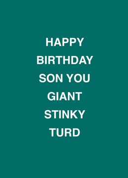 If your son's a giant stinky turd, relish telling him on his birthday with the help of this rude Scribbler design.