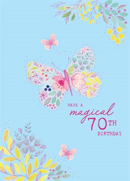 Make sure their milestone celebration is extra special by sending this gorgeous 70th birthday card to a loved one. Illustrated by Holly Hurst for Scribbler.
