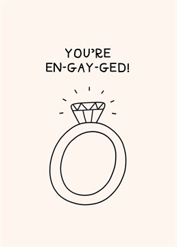 Celebrate the engagement of a very happy queer couple - just like this diamond ring, they absolutely rock! Designed by Scribbler.