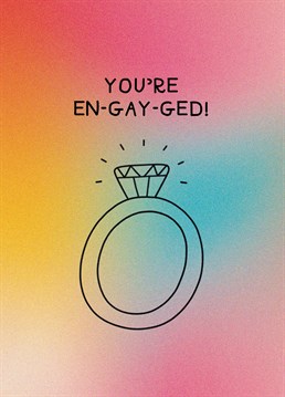 Celebrate the engagement of a very happy queer couple - just like this diamond ring, they absolutely rock! Designed by Scribbler.