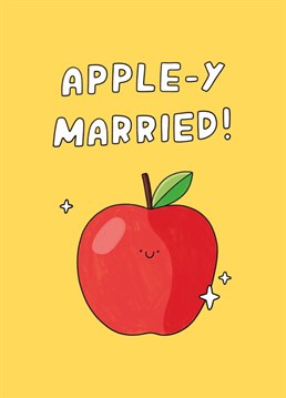 Send congrats to the newly weds on their apple-y ever after with this punny wedding Anniversary card by Scribbler.
