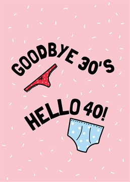 Who are you still trying to impress? Time to bloody well ditch those thongs and embrace the Bridget Jones life already! 40th birthday card by Scribbler.