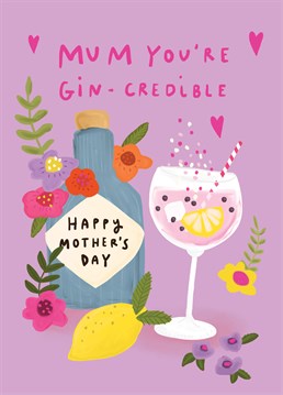 Raise a glass to your gin-loving mum this Mother's Day and put a smile on her face with this cute Scribbler card.
