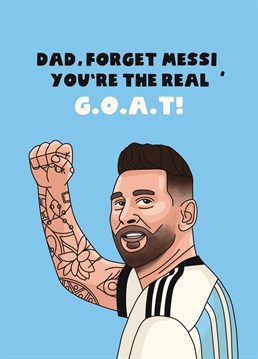 If your dad's a big Messi fan, send him this football inspired card and make sure he knows he's a total legend. Father's Day card designed by Scribbler.