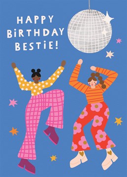 Embrace the disco vibes! Send your fave gal this gorgeous birthday card and get ready to boogie the night away. Designed by Scribbler.