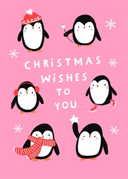 Send these adorable little penguins to brighten up someone's Christmas and make sure it's filled with fun! Designed by Scribbler.