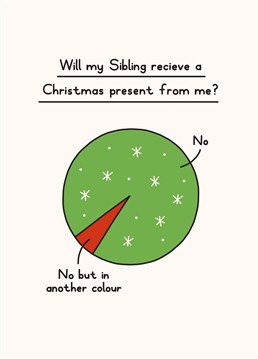 Let your sibling know in no uncertain terms there's no way they'll be getting a pressie from you this Christmas. Hello, cost of living crisis?! Designed by Scribbler.