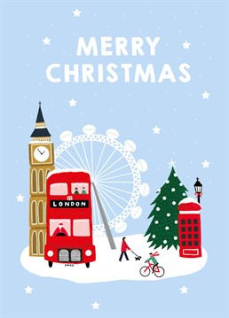Send season's greetings from London with love this Christmas! Ideal for sending to friends and family far and wide. Designed by Scribbler.