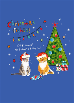 Now what could that be? I don't know but it smells fishy to me... If they're a cat lover they'll appreciate this quirkily humorous Christmas card by Scribbler.