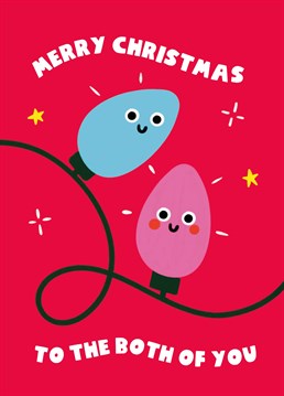 Send this cute, cartoon-style Christmas card to a fab couple and brighten up their festive season. Designed by Scribbler.