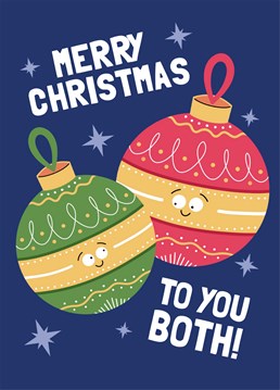 Spread seasonal cheer to the perfect pair with this cute, cartoon-style Christmas card designed by Scribbler.