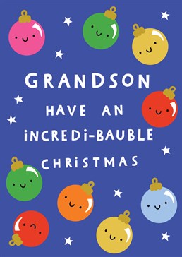 Ensure your grandson has a pun-derful Christmas time with this cute and colourful Scribbler card that'll have him feeling extra merry and bright.