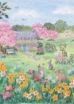 This traditional Easter illustration is a beautiful choice to celebrate the day with family and capture the essence of springtime. Designed by Scribbler.