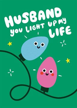 Send this cute, cartoon-style Christmas card to your wonderful husband and brighten up his day with words of love. Designed by Scribbler.