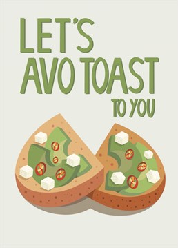 Celebrate the moment with this cute avocado toast themed congratulations card
