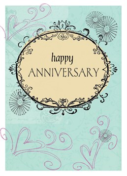 Happy Anniversary Blue Heart, by Scarlett Greetings. This is the most classy way to say happy anniversary. Add a bottle of champagne with this card, and you've nailed it this year!