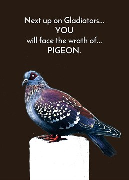 Well, that looks like a pigeon you wouldn???t want to mess with! Send this Some Ink Nice Birthday card to someone who could take it on!