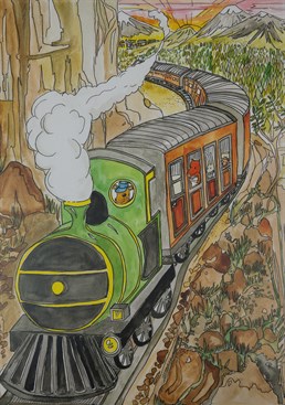 Choo choo! This little fox is off on another adventure. Be sure to send this great Birthday card by Sarah Lovell Art for any occasion!