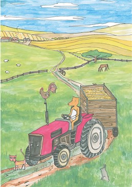 E-I-E-I-O! Samuel the fox is off to the farm! Send this great Birthday card by Sarah Lovell Art for any occasion!