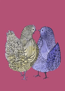 A perfect card to send to a friend, featuring two hand illustrated best friend chickens!   Designed by Sarah Lovell