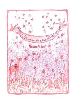 Say hello to their beautiful baby girl with this lovely new baby Sarah Lovell Art card.