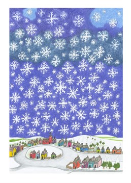 This Christmas card by Sarah Lovell encapsulates a sleepy village during winter and your friends and family with love it.
