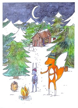 This winter scene makes me want to curl up by the campfire toasting marshmallows! Put them in a Christmas mood with this sweet card by Sarah Lovell.