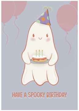 Send spooky birthday wishes with this cute ghost card.