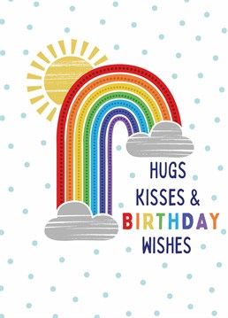 Bright and cheerful rainbow themed Birthday card for the young and the young at heart
