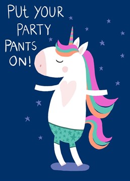 Get ready to party with this colourful unicorn Birthday card