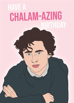 Have a chalam-azing birthday! The perfect birthday card for any Timothee Chalamet fan.