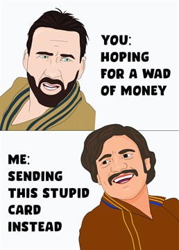 Bring a laughter-filled twist to your friend's birthday with this hilarious illustrated card featuring the iconic Nicolas Cage and Pedro Pascal ! Celebrate their special day in style and tickle their funny bone with this memetastic design. Perfect for anyone who appreciates a good meme and has a great sense of humor.