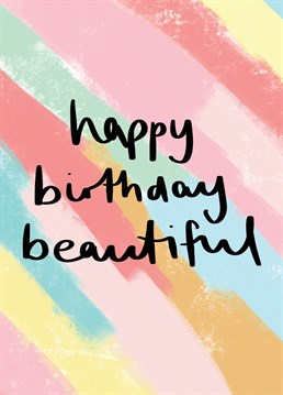 Wish your friend or girlfriend a Happy Birthday with this colourful, hand lettered card.