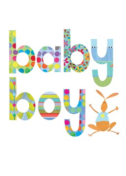 Jump for joy with the parents of the new baby boy with this sweet Square Company card.