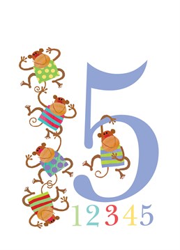 Send your birthday wishes to the cheeky monkey turning five with this personalised Square Card Company card.