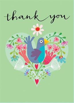 A bird in a bouquet beats one in a bush any day, and this Square Card Company card says thank you charmingly.