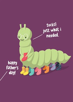 Is your dad looking forward to getting more socks for Father's Day this year? This caterpillar needs all the pairs he can get. Cute card designed by Sassy Sarah.
