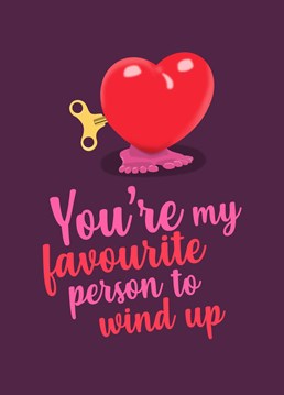 Do you love winding your other half up? Send them this cheeky Valentine's card featuring a cute wind-up toy heart. Designed by Sassy Sarah.