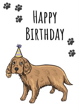 Send birthday wishes to the dog lover in your life with this 'Happy Birthday Cocker Spaniel' birthday card. Designed by Send Salutations.