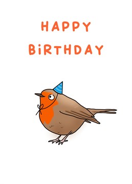 Send birthday wishes with this 'Robin with Party Hat Birthday Card'.