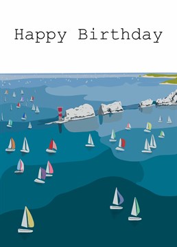 Send birthday wishes with this 'Sailing Boats at Cowes Week Isle of Wight Birthday Card'.